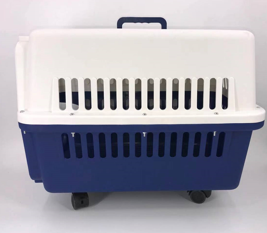 YES4PETS Navy XXL Dog Puppy Cat Crate Pet Carrier Cage W Tray, Bowl & Removable Wheels