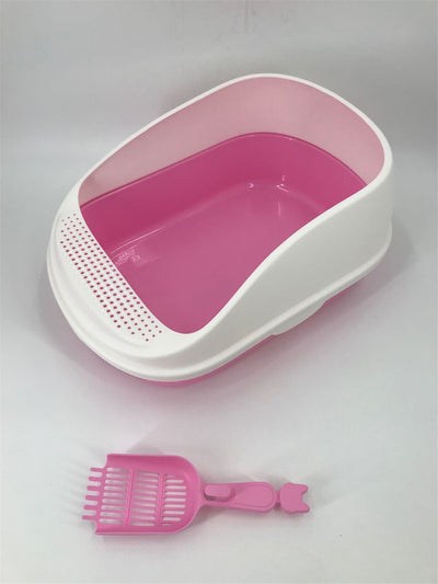 YES4PETS  Large Deep Cat Toilet Litter Box Tray High Wall with Scoop Pink