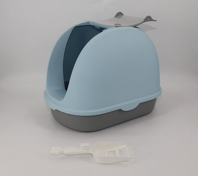 YES4PETS Portable Hooded Cat Toilet Litter Box Tray House with Handle and Scoop Blue