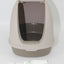 YES4PETS Portable Hooded Cat Toilet Litter Box Tray House with Scoop and Grid Tray Brown