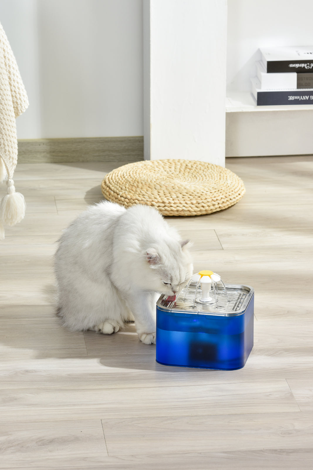 YES4PETS 3L Automatic Electric Pet Water Fountain Dog Cat Stainless Steel Feeder Bowl Dispenser Blue