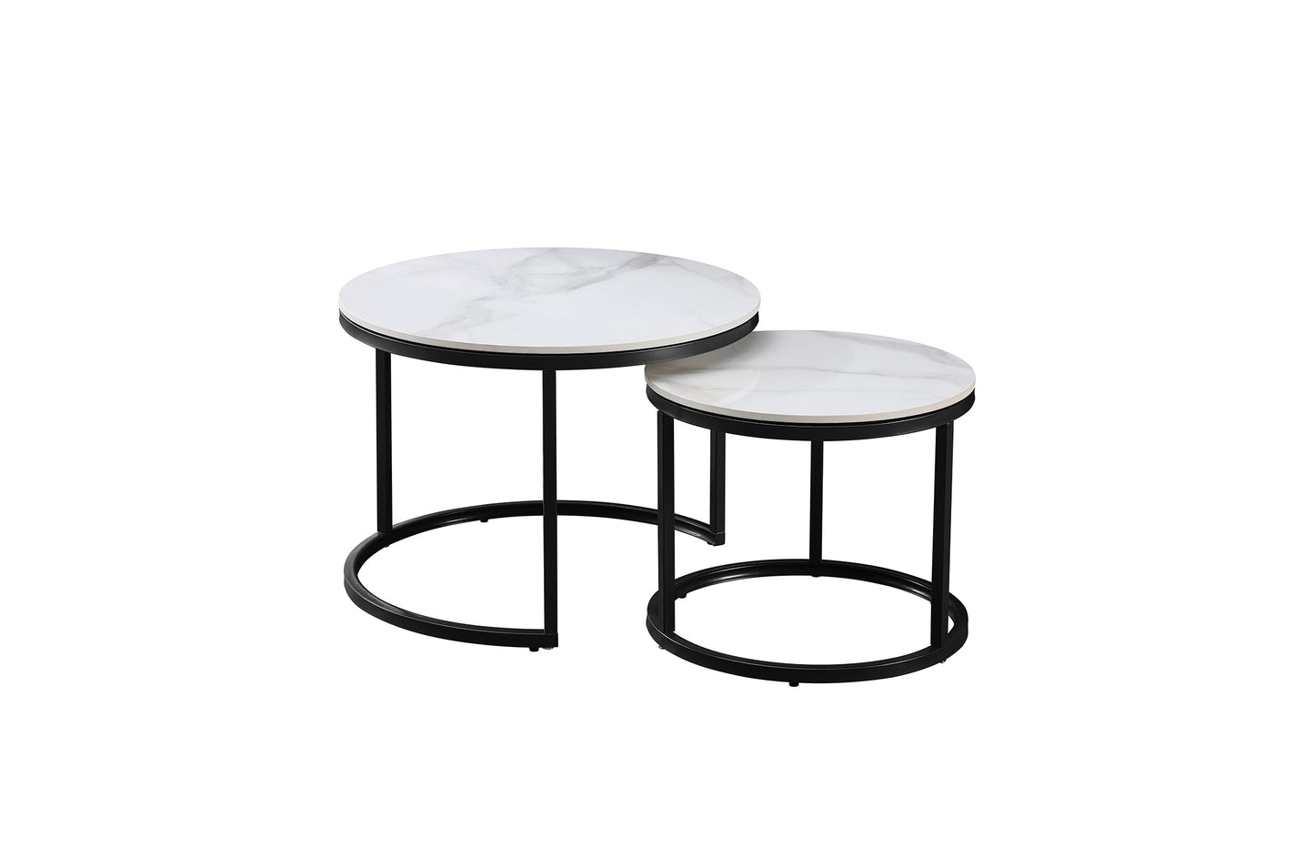 Nesting Style Coffee Table - White on Black - 60cm/45cm