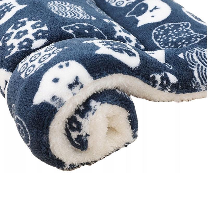 L Size Puppy Dog Cat Cushion Mattress Blanket Bed Soft Warm Pad Winter Kennel House - Navy Cat