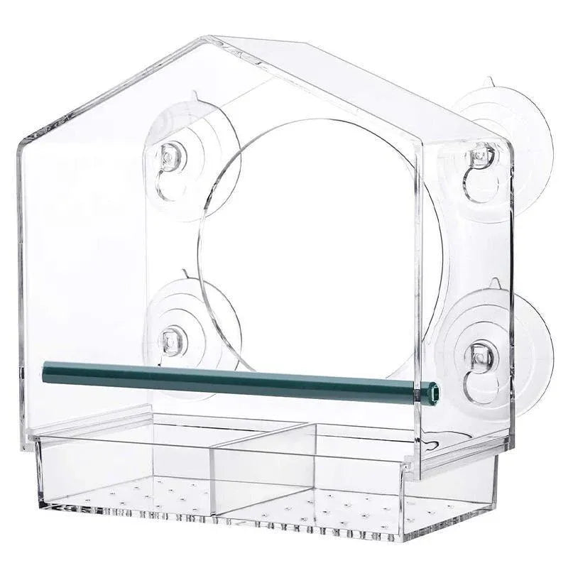 Clear Acrylic Window Bird Feeder with Strong Suction Cups and Removable Seed Tray