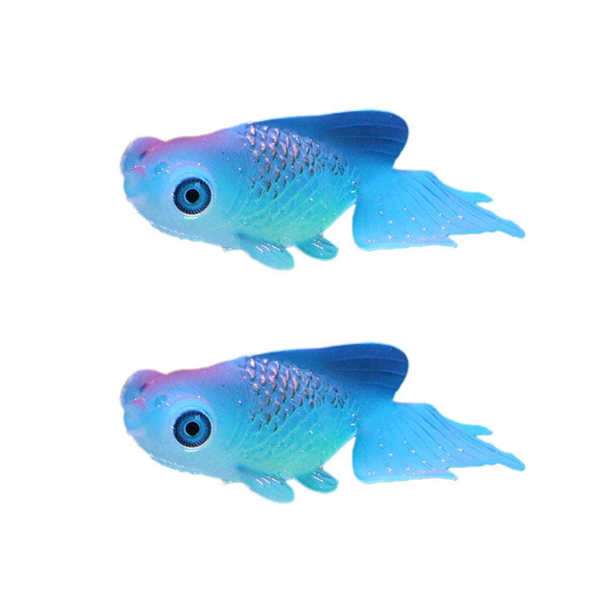 2PCS Artificial Betta Fish Aquarium Decorations Silicone Floating Moving Fish - Purple Lionfish
