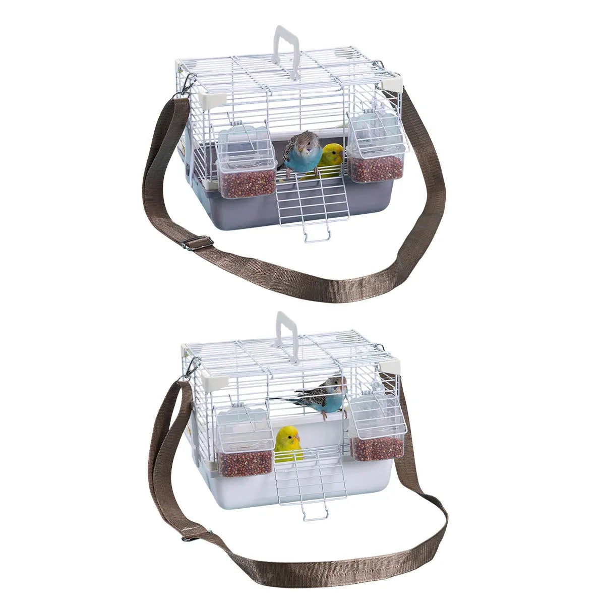Portable Bird Carrier Cage Backpack Travel Bird Cage Outdoor Ventilated Pet Bag - Grey