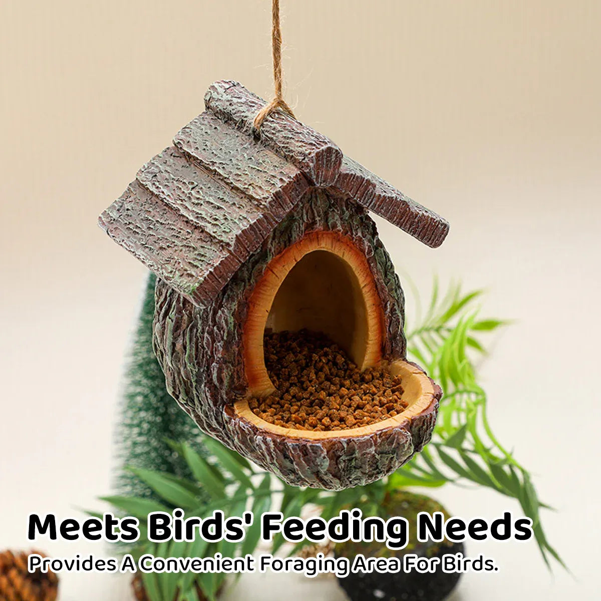 Bird Nest Bird Feeder Outdoor Garden Resin for Birds Backyard Patio Decor
