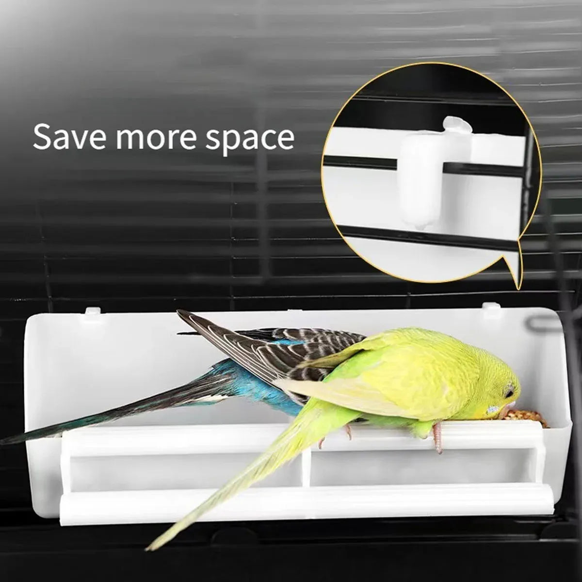 Bird Food Feeder Trough Box Water Bowl Container Cage Accessories Easy Install
