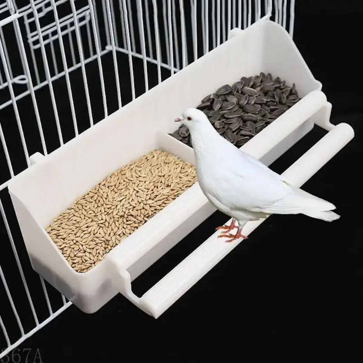 Bird Food Feeder Trough Box Water Bowl Container Cage Accessories Easy Install