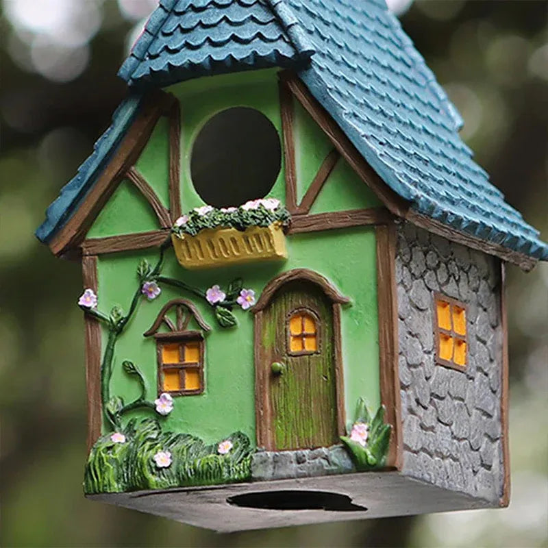 Bird House Resin Nest Outdoor Hanging Shed Feeder for Garden Yard Decorative Use