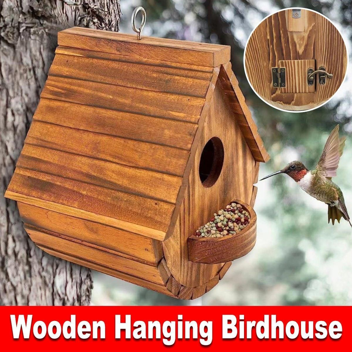 Hanging Wooden Birdhouse Outdoor Bird Shelter for Garden Backyard Decoration
