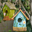 Handmade Birdhouse Resin Cute Patio Garden Hanging Nest Decoration for Outdoors - Blue