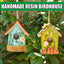 Handmade Birdhouse Resin Cute Patio Garden Hanging Nest Decoration for Outdoors - Blue