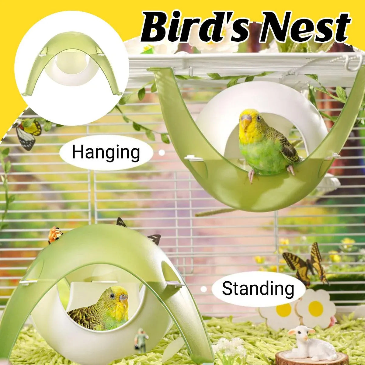 Birdhouse Summer Tiny House Hammock for Birds Outdoor Nesting Shelter for Pets