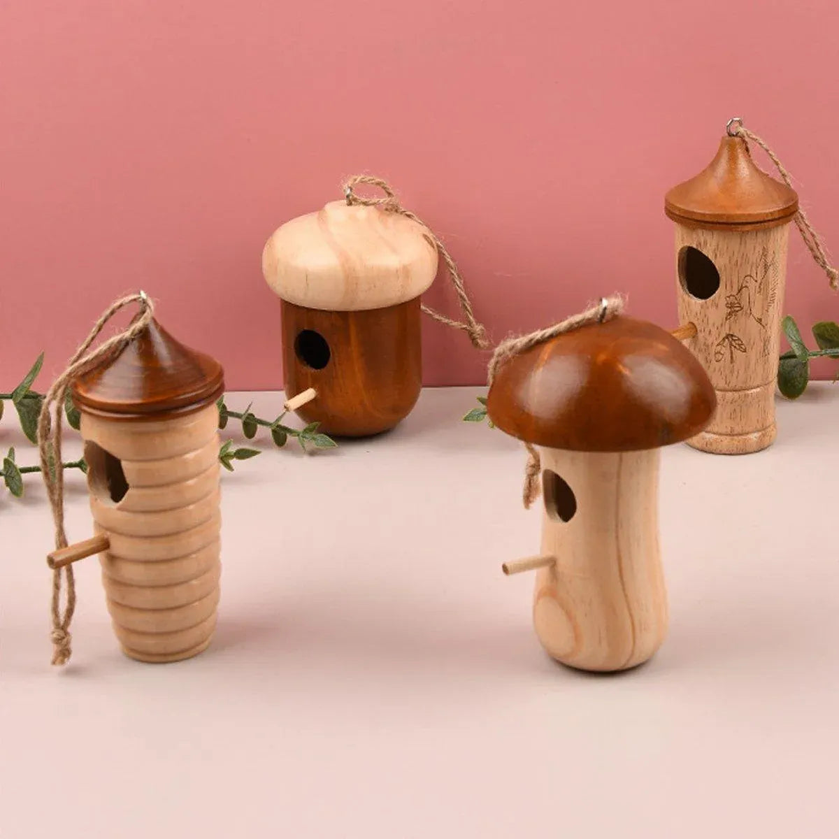 Wooden Bird Nest Cage Hummingbird Feeder House Hanging Home Garden Decorations - 3