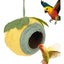 Bird Nest Parrot Nest Coconut Shell Braided Twine Colourful Cage Hanging Bed - Green-Yellow-Screw Model