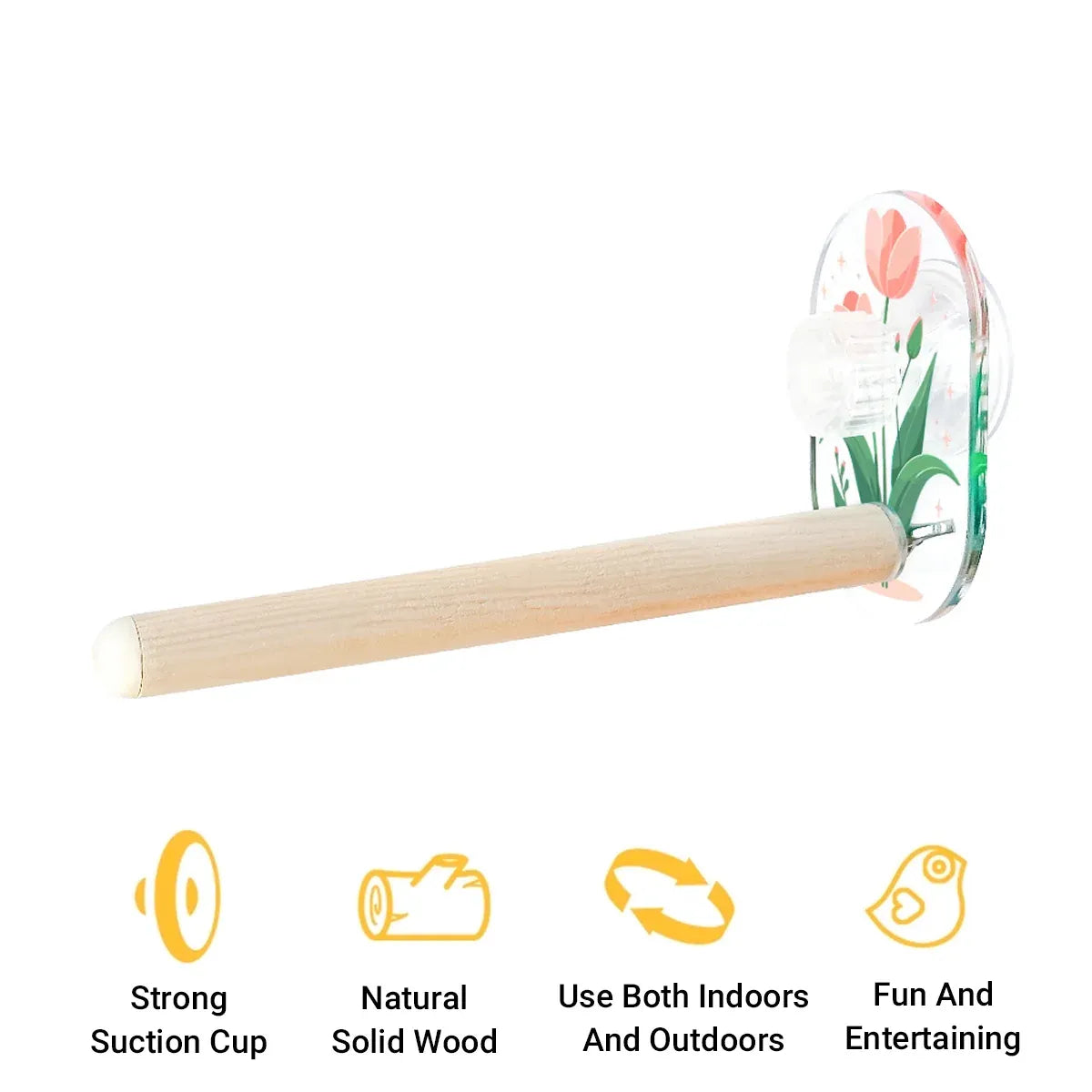 Parrot Acrylic Suction Cup Perch Pet Toy Non Slip for Small Medium Parrots