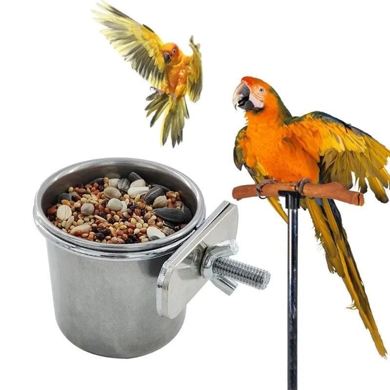 2X 4/5/6Cm Parrot Pet Stainless Steel Food Water Bowl Bird Feeder Crate Cage - 5CM*2PCS
