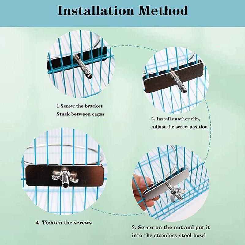 2X 4/5/6Cm Parrot Pet Stainless Steel Food Water Bowl Bird Feeder Crate Cage - 5CM*2PCS