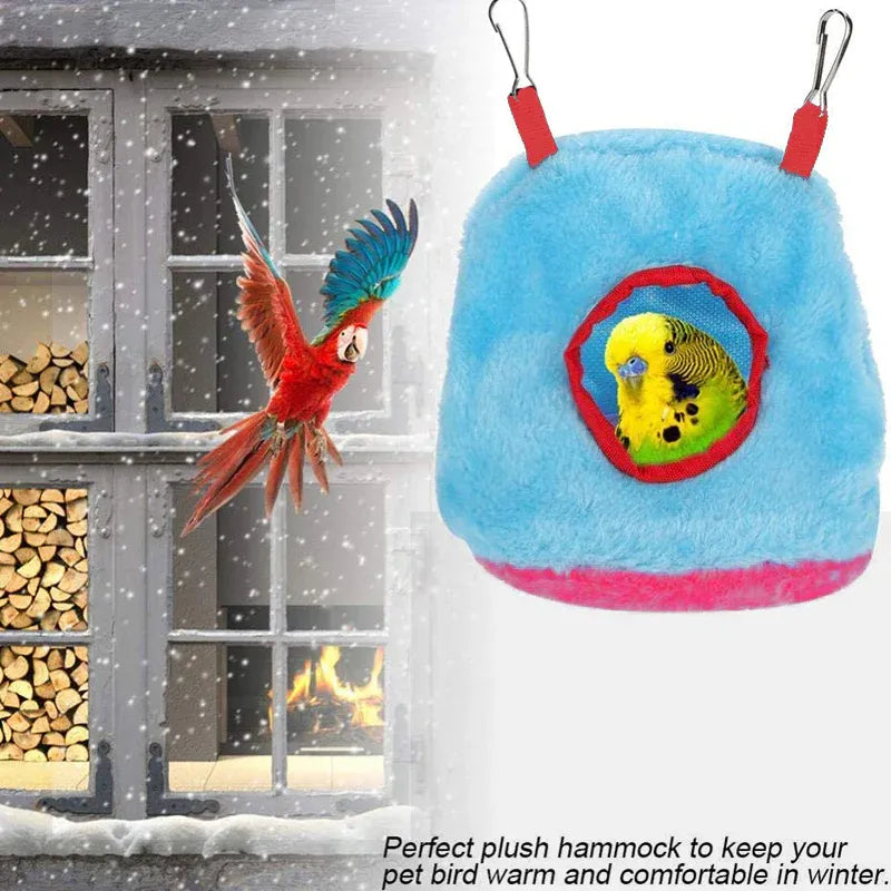 Plush Hanging Bird Nest Bed Cage Hammock for Parrots and Small Birds - L