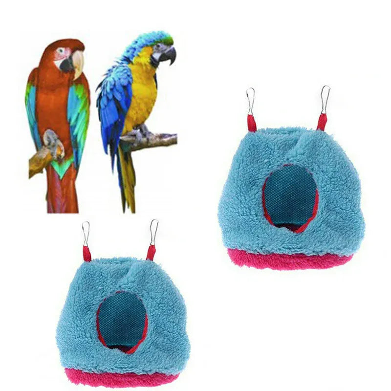 Plush Hanging Bird Nest Bed Cage Hammock for Parrots and Small Birds - L