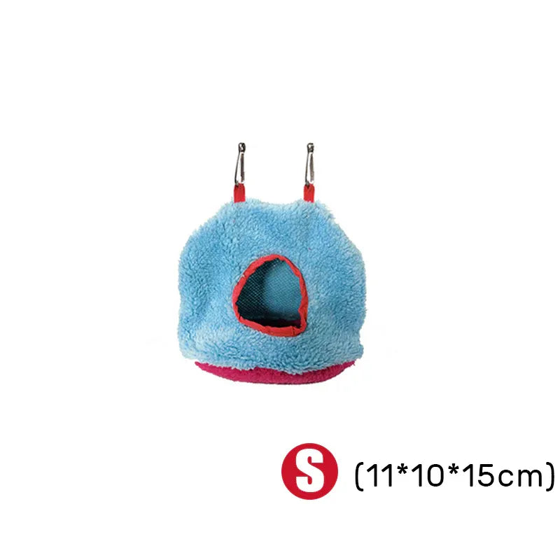 Plush Hanging Bird Nest Bed Cage Hammock for Parrots and Small Birds - L