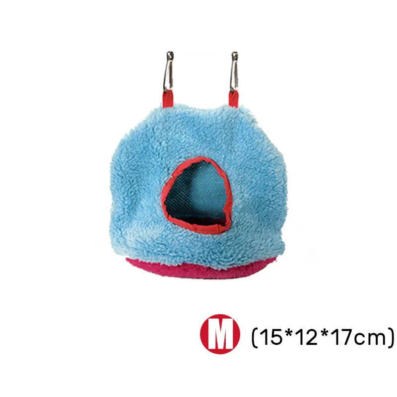 Plush Hanging Bird Nest Bed Cage Hammock for Parrots and Small Birds - L