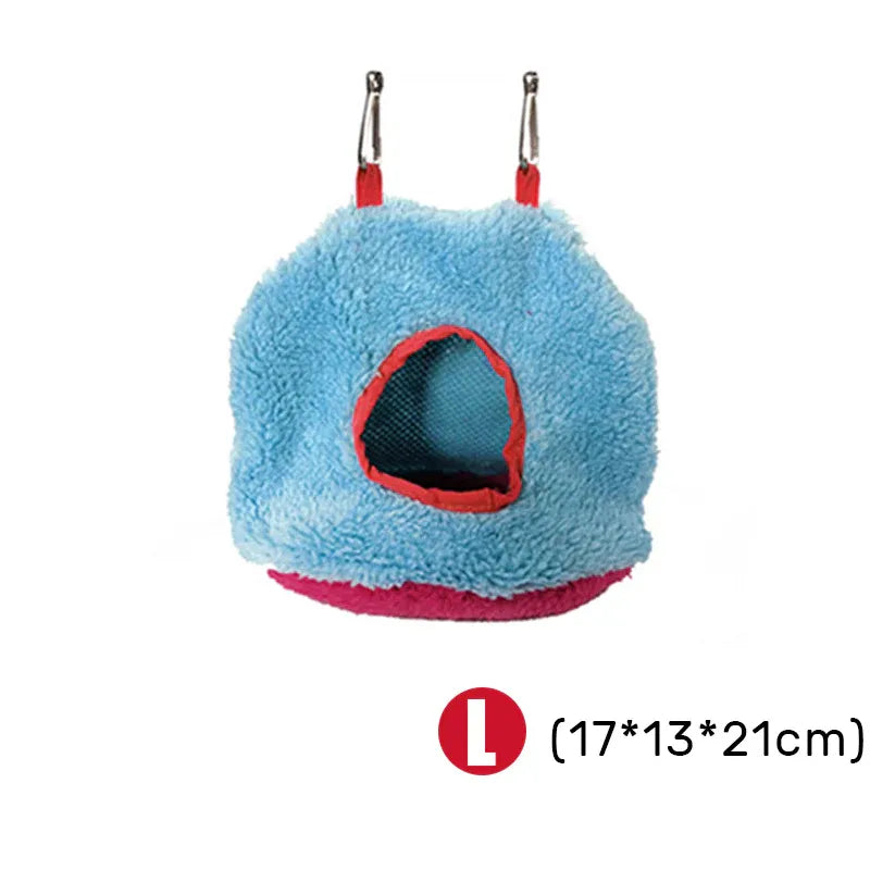 Plush Hanging Bird Nest Bed Cage Hammock for Parrots and Small Birds - L