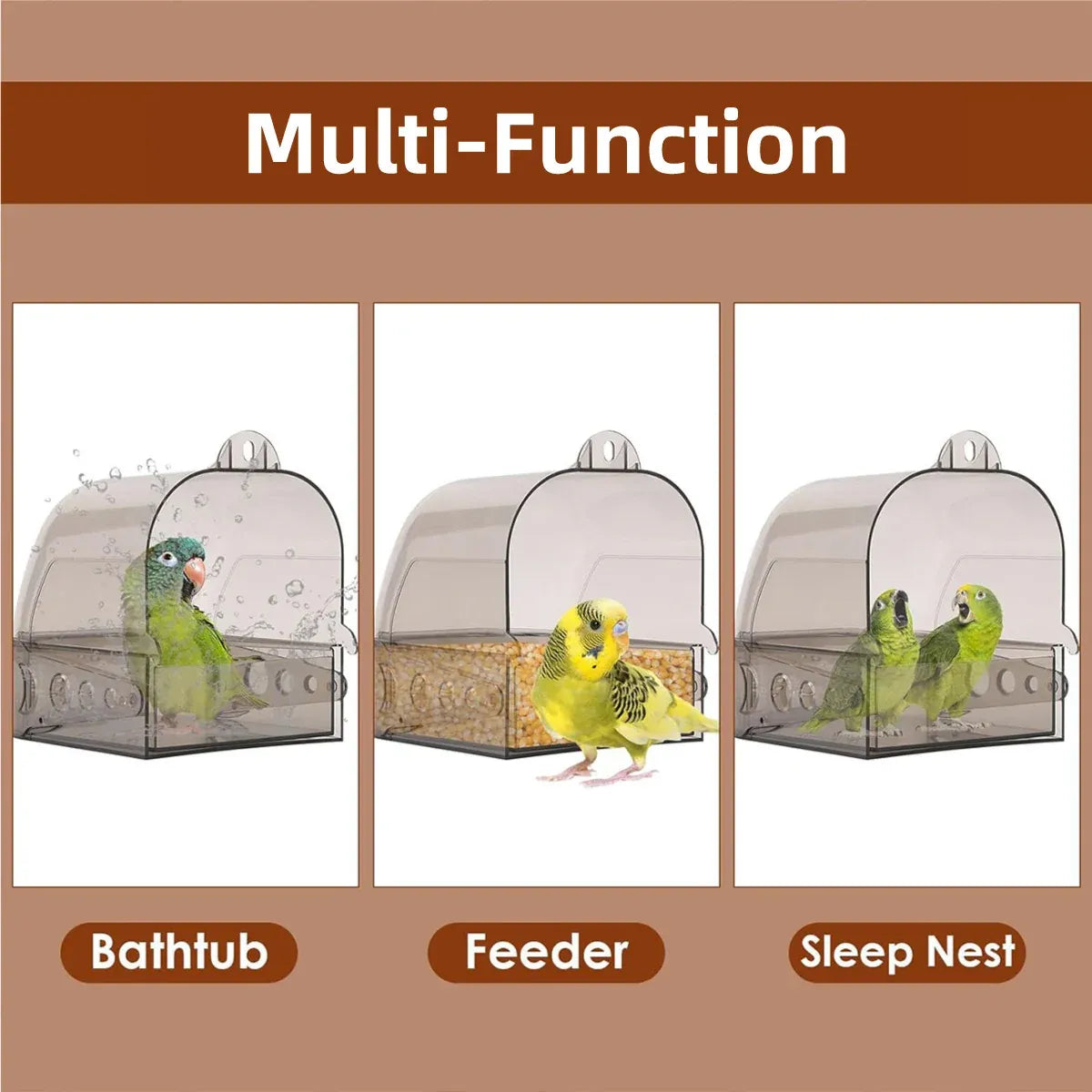Parrot Bath Box Grey Bird Cage Accessory Bathroom Bird Bathtub for Small Birds