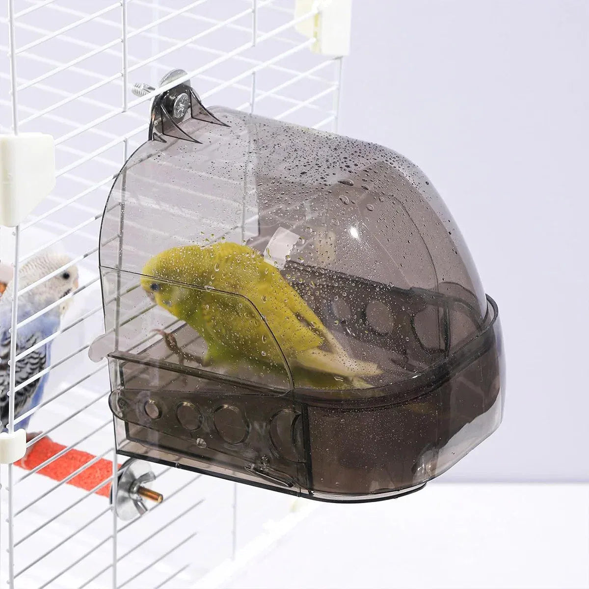 Parrot Bath Box Grey Bird Cage Accessory Bathroom Bird Bathtub for Small Birds