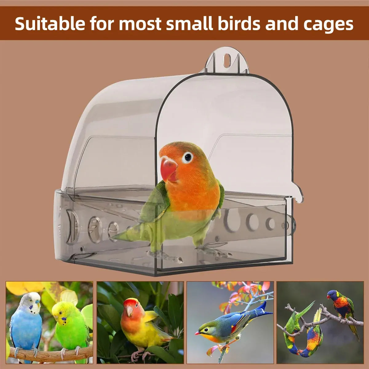 Parrot Bath Box Grey Bird Cage Accessory Bathroom Bird Bathtub for Small Birds