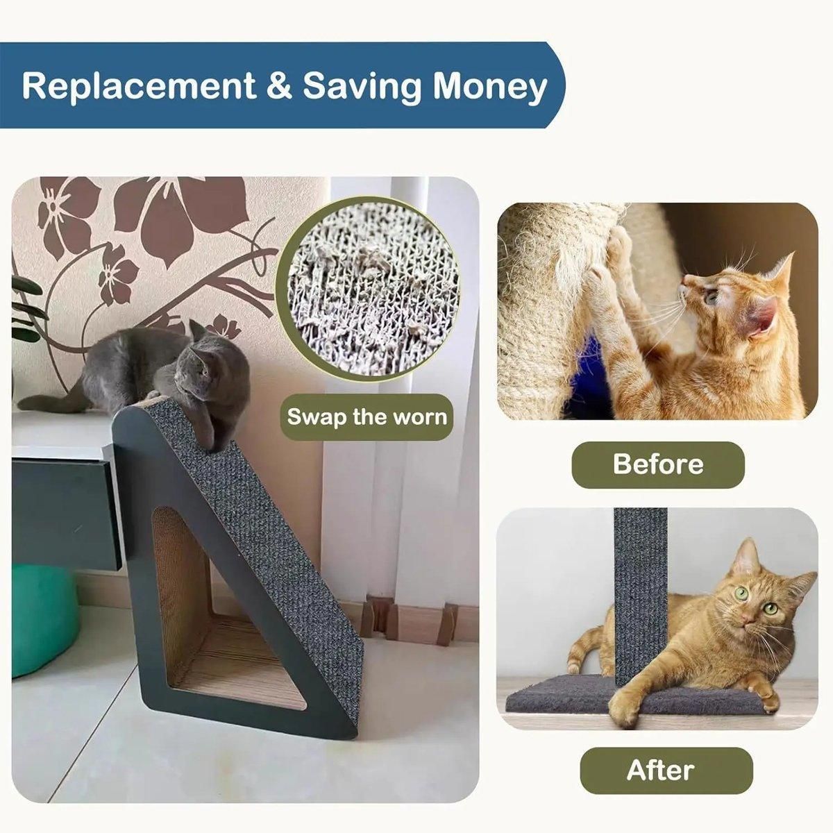 Trimmable Self Adhesive Carpet Pad for Cat Tree Stands Scratching Post Furniture - Dark Grey