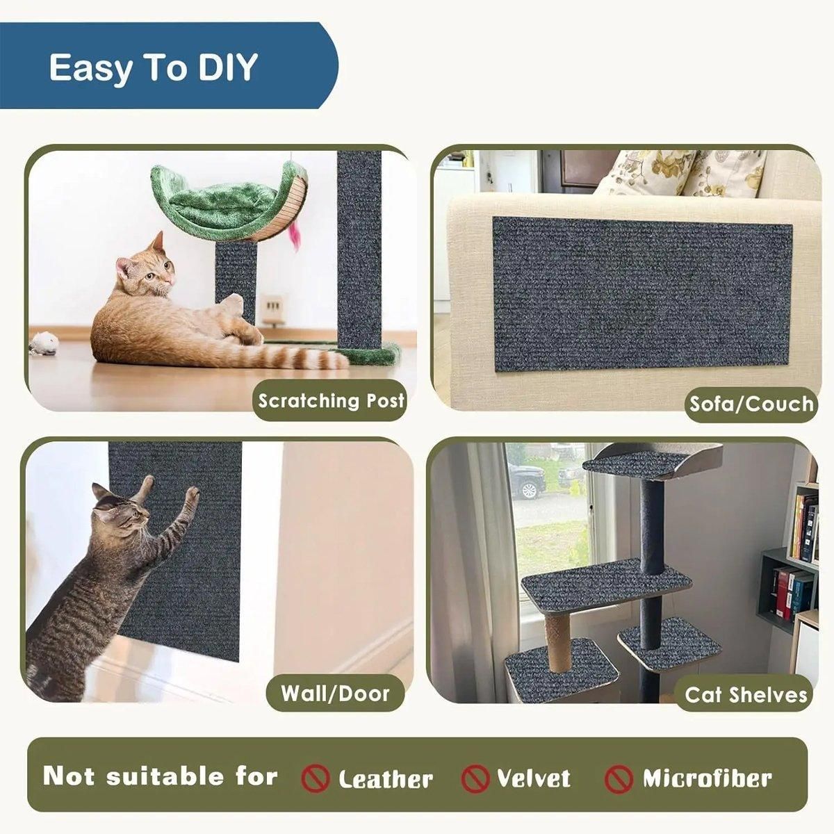 Trimmable Self Adhesive Carpet Pad for Cat Tree Stands Scratching Post Furniture - Dark Grey