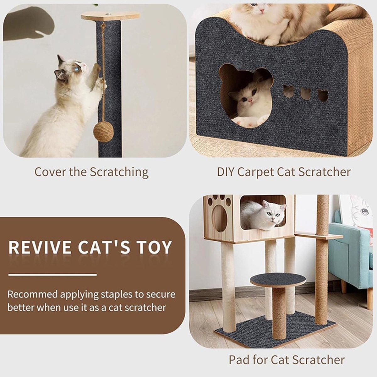 Trimmable Self Adhesive Carpet Pad for Cat Tree Stands Scratching Post Furniture - Light Grey