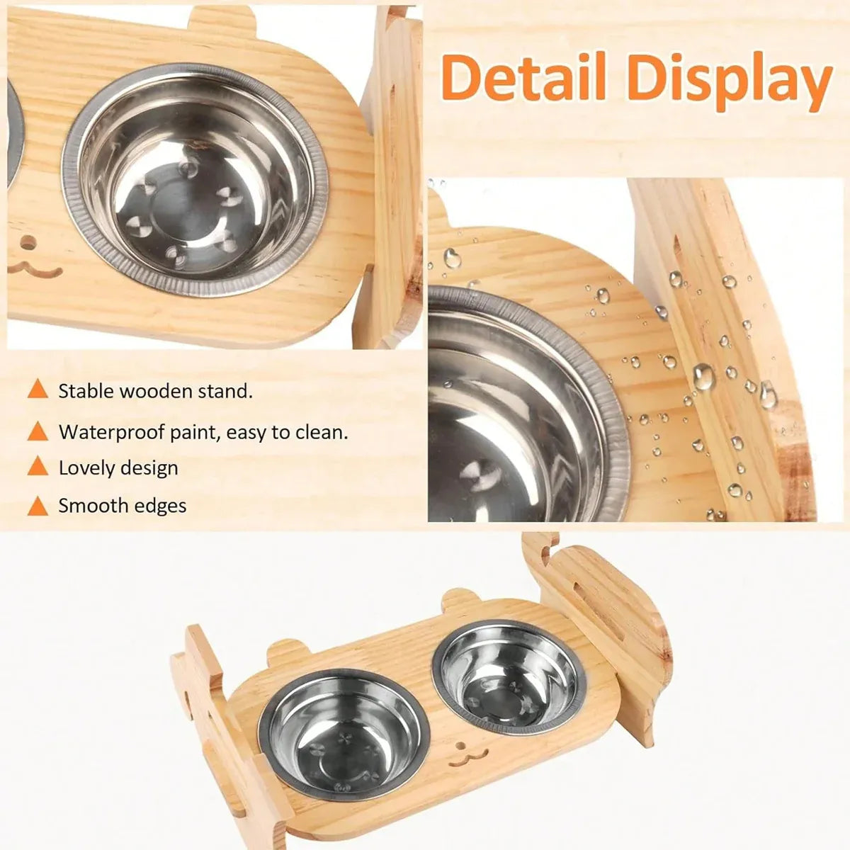 Pet Bowl Anti Tip Double Bowl Pet Food Water Bowl For Home Daily Use Easy Clean