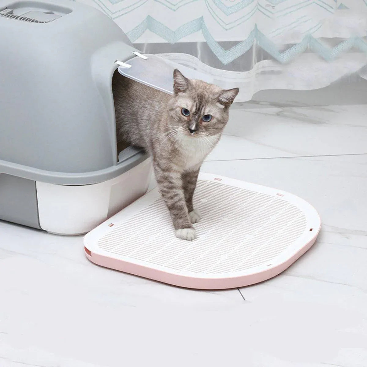Anti Spill Cat Litter Mat Double Layer Pet Toilet Mat for Litter Box - Grey