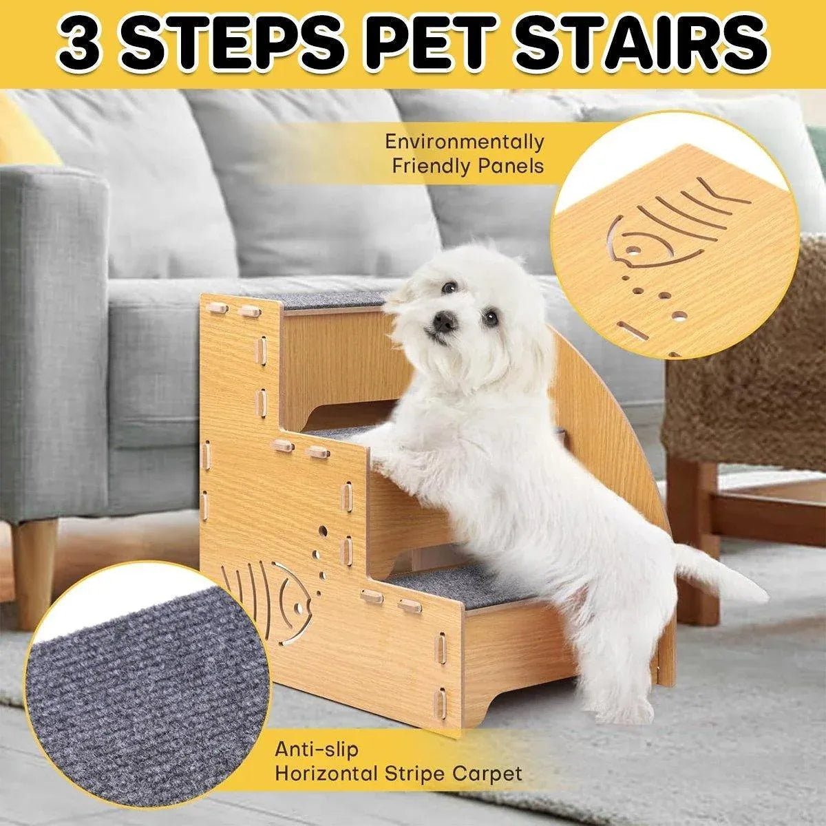 Wooden Pet Climbing Ladder Bed Step Frame Durable Climbing Frame for Small Pets