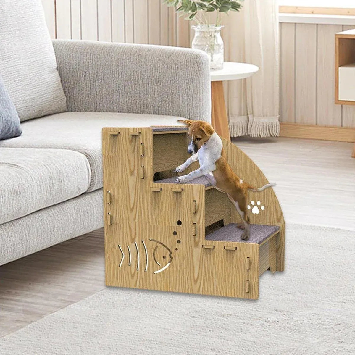 Wooden Pet Climbing Ladder Bed Step Frame Durable Climbing Frame for Small Pets