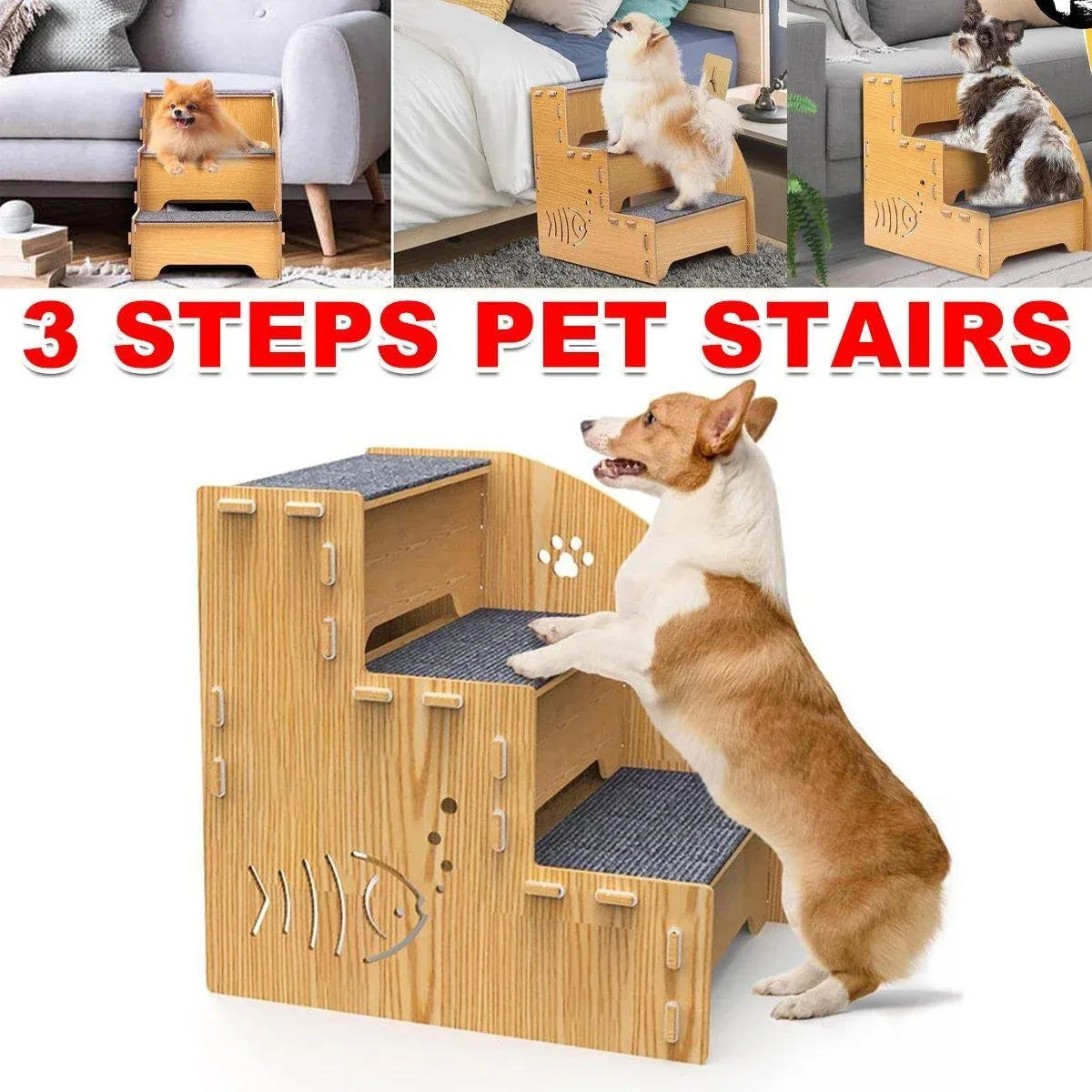 Wooden Pet Climbing Ladder Bed Step Frame Durable Climbing Frame for Small Pets