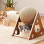 Wooden Cat Scratcher Toy with Rotating Sisal Ball Scratch Post Triangle Frame