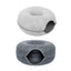 Felt Cat Tunnel Bed Round Donut Cave Nest for Kittens and Small Pets 60x30cm - Dark Grey