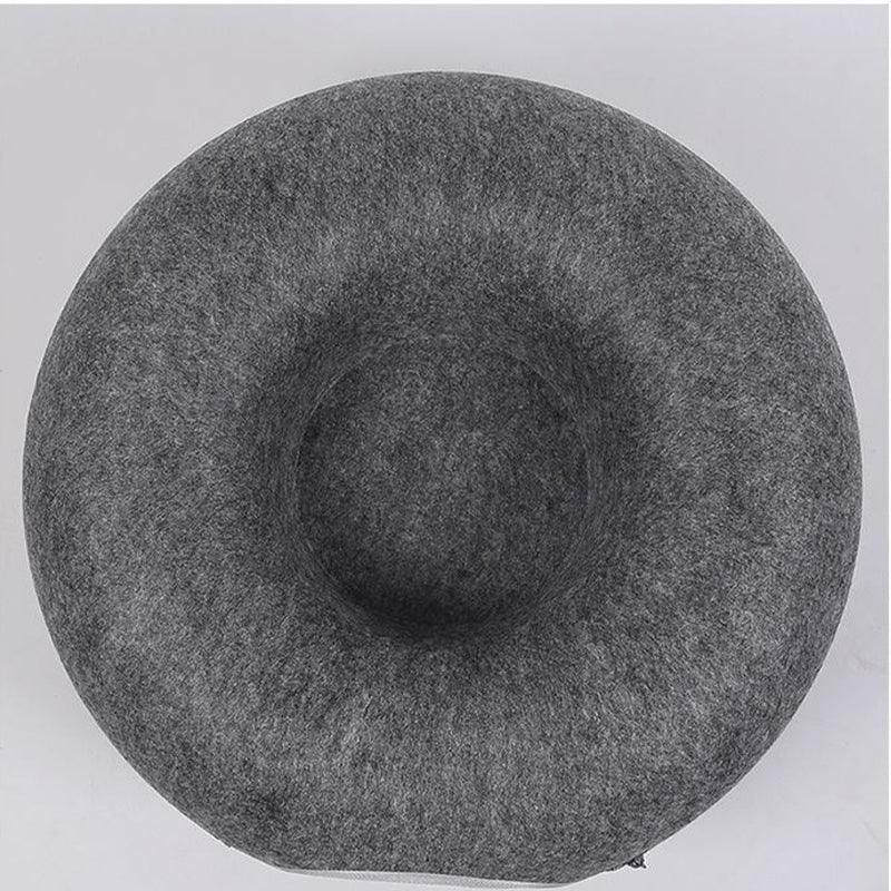 Felt Cat Tunnel Bed Round Donut Cave Nest for Kittens and Small Pets 60x30cm - Dark Grey