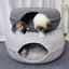 Felt Cat Tunnel Bed Round Donut Cave Nest for Kittens and Small Pets 60x30cm - Light Grey
