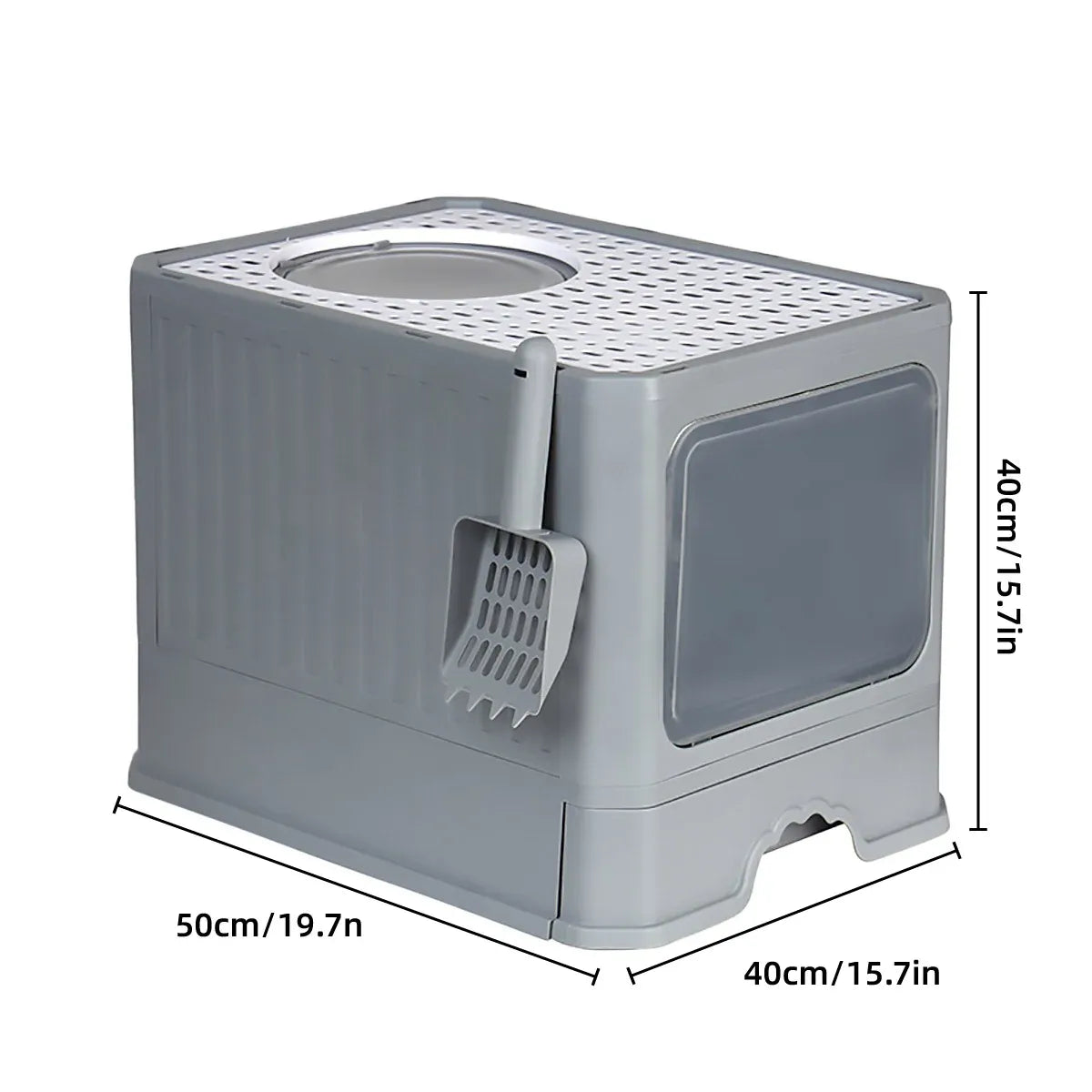 Large Fully Enclosed Cat Litter Box Cat Toilet Pet Litter Tray Odor Control - Grey