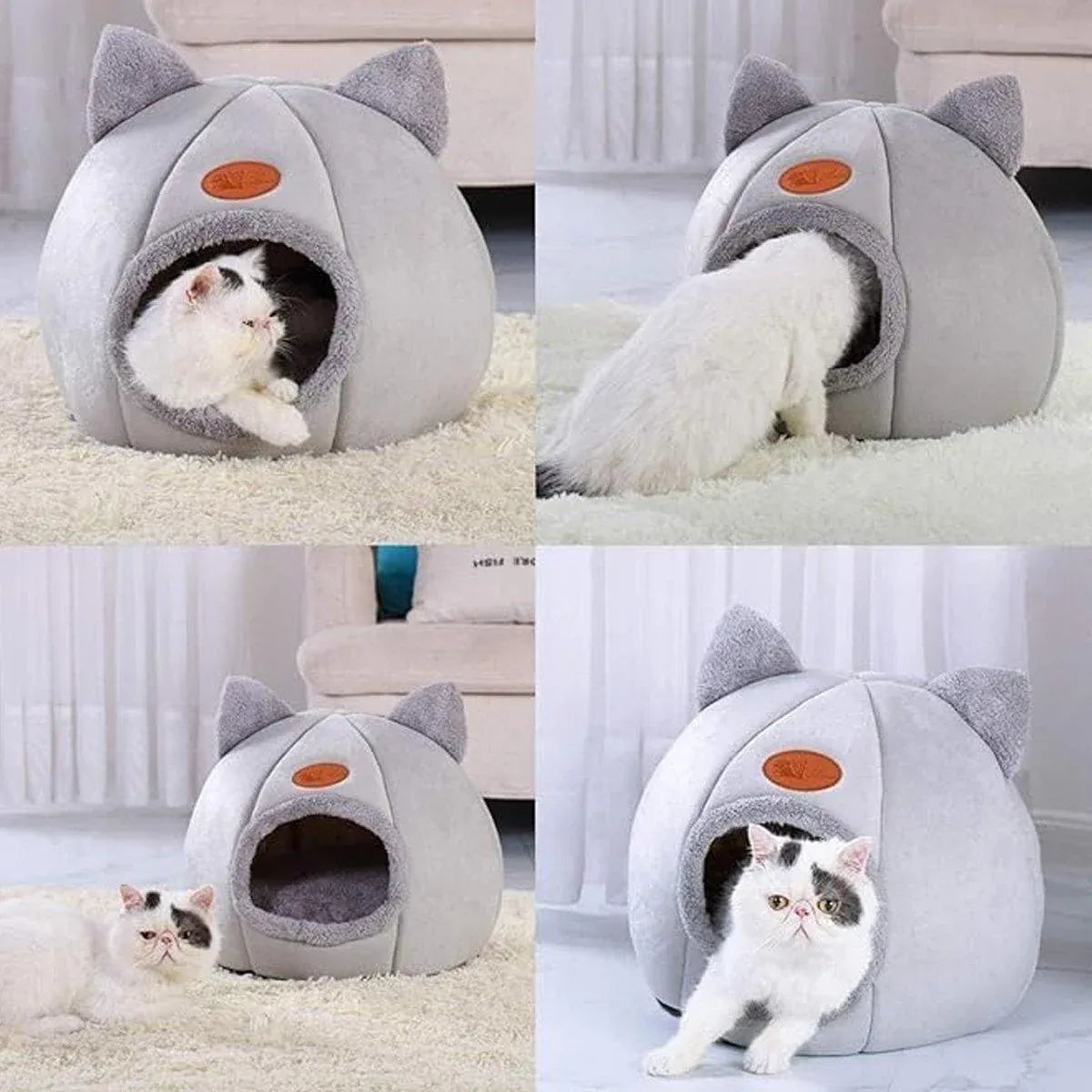 Cat Bed Winter Warm Enclosed Pet House Cozy Indoor Sleeping Nest for Cold Weather - XL