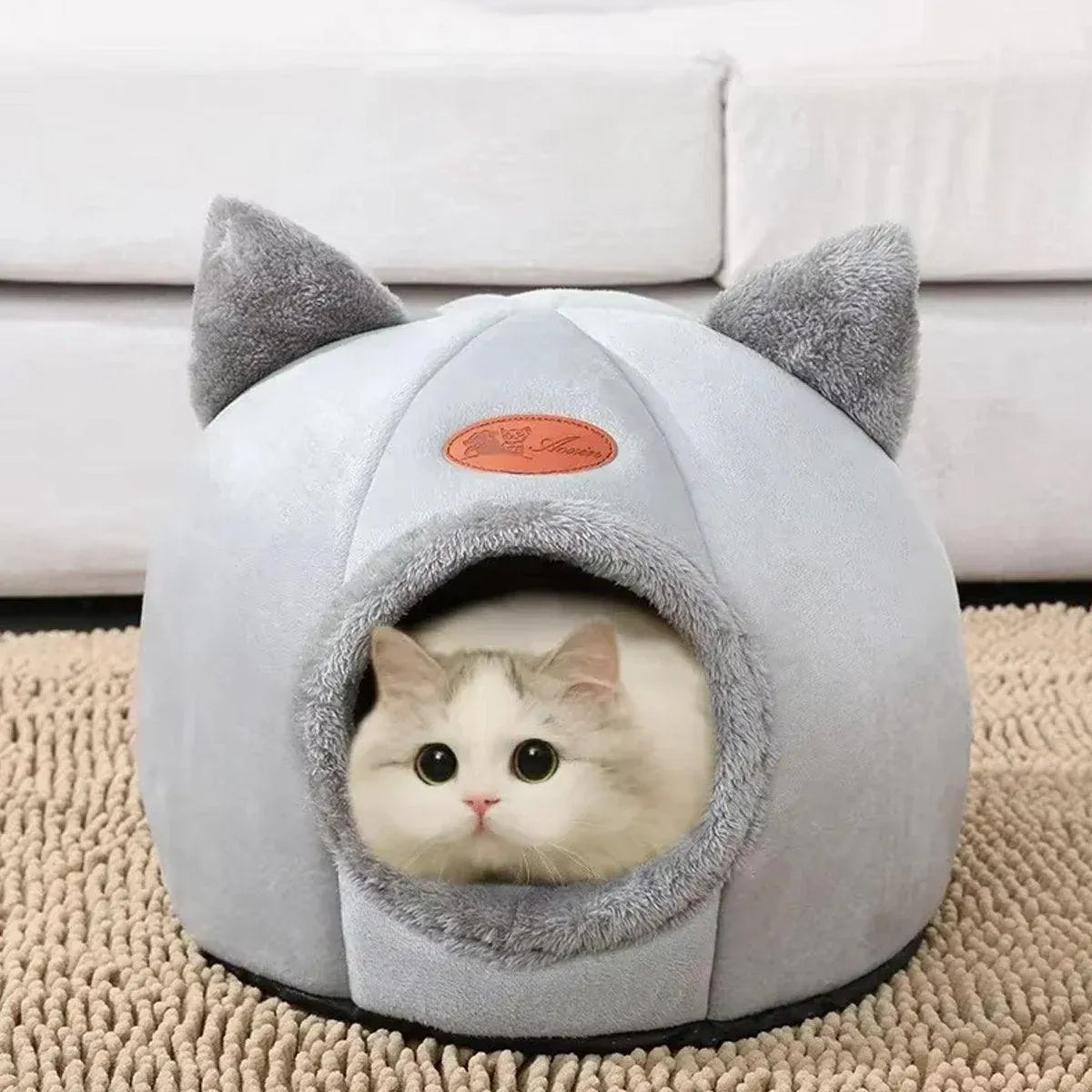 Cat Bed Winter Warm Enclosed Pet House Cozy Indoor Sleeping Nest for Cold Weather - XL