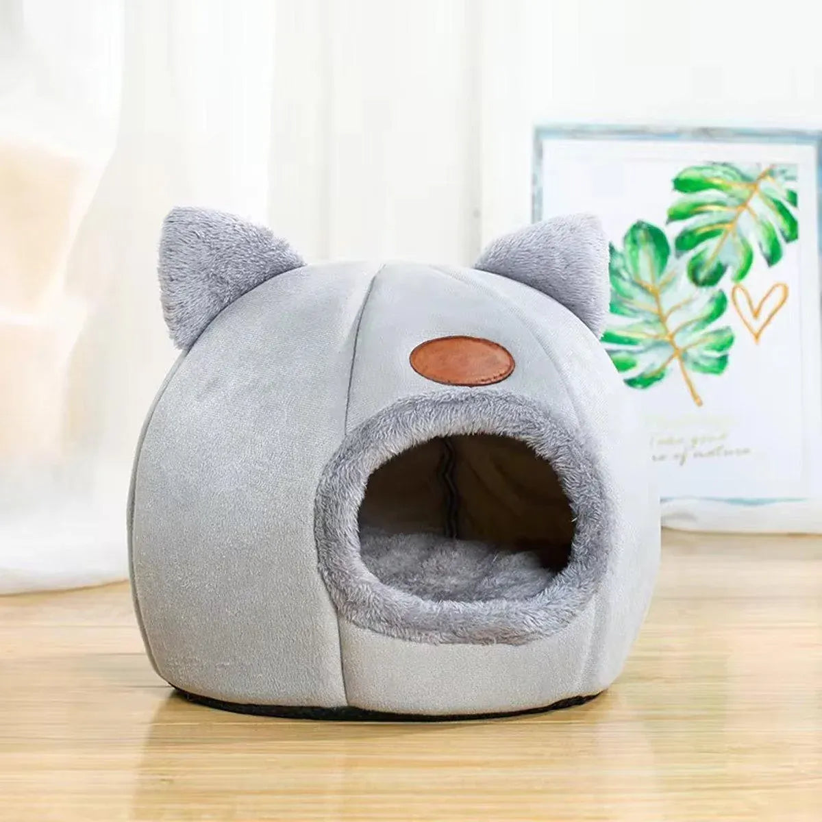 Cat Bed Winter Warm Enclosed Pet House Cozy Indoor Sleeping Nest for Cold Weather - XL