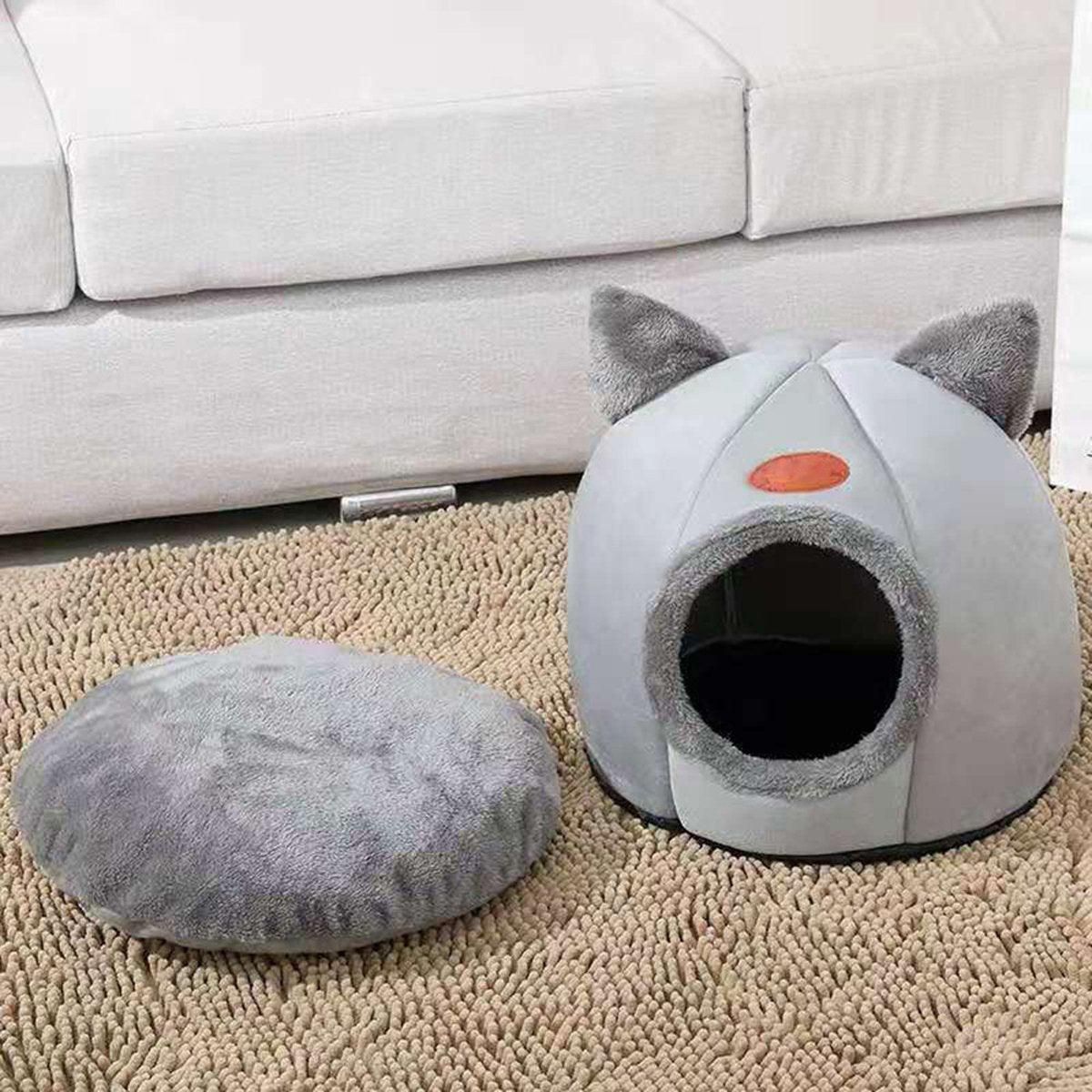 Cat Bed Winter Warm Enclosed Pet House Cozy Indoor Sleeping Nest for Cold Weather - XL