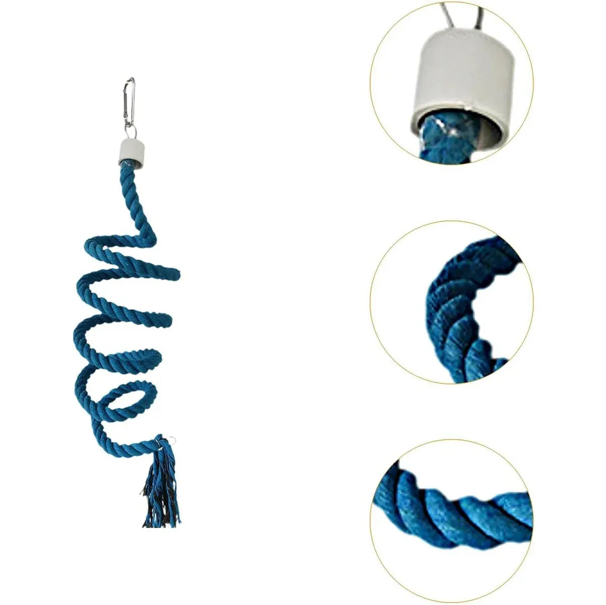 Bird Climbing Rope Toy Cotton Spiral Ladder Parrot Cage Hanging Swing Pet Toy - Green