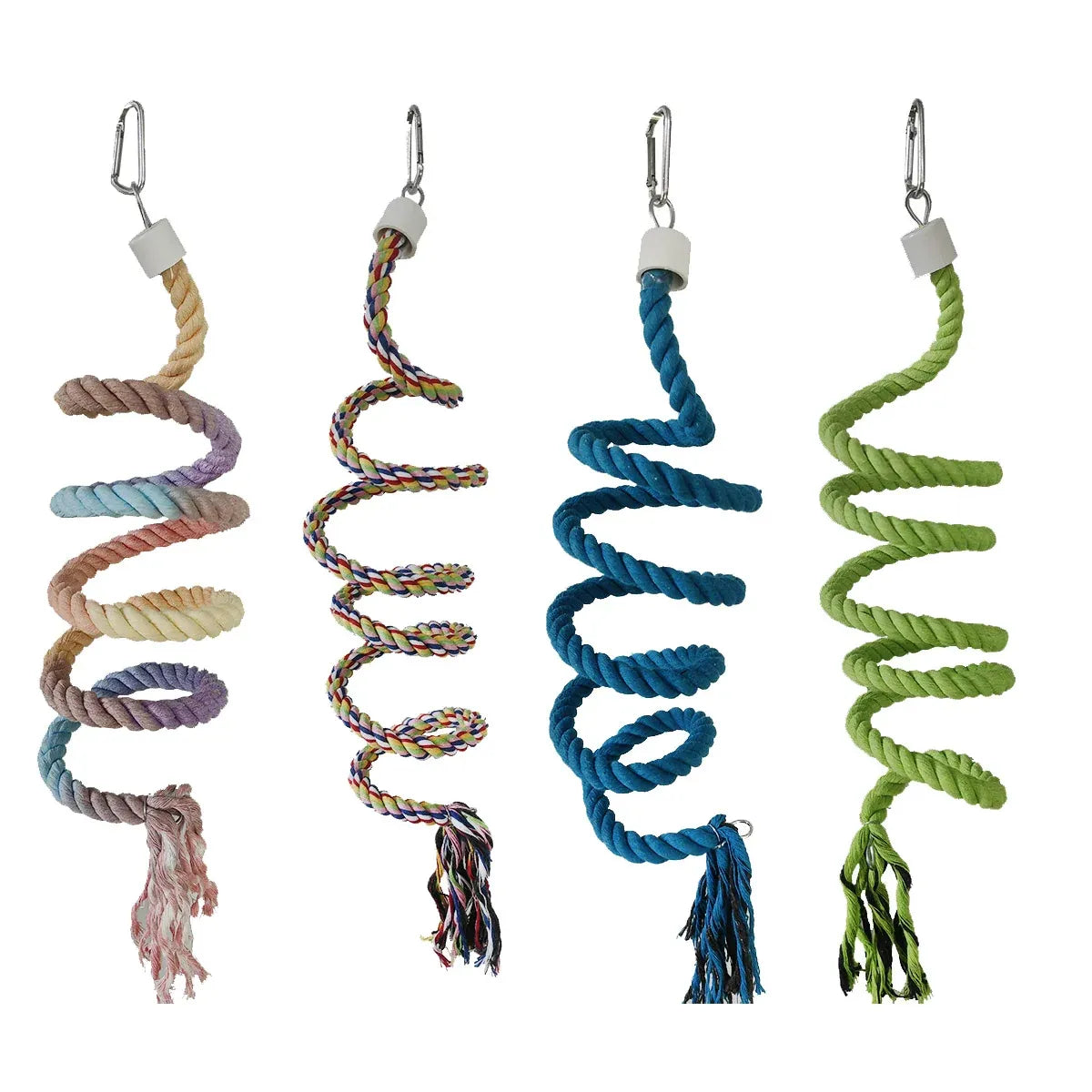 Bird Climbing Rope Toy Cotton Spiral Ladder Parrot Cage Hanging Swing Pet Toy - Gradient colour